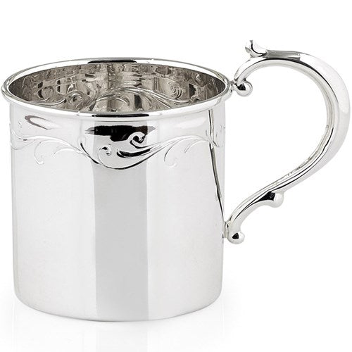 Heavy Gauge Sterling Silver Floral Baby Cup - Heirloom Baby Gift