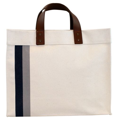 striped tote navy & gray