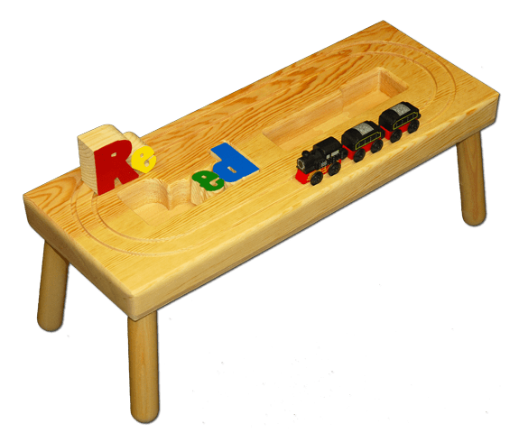 personalized name puzzle stool with locomotive train