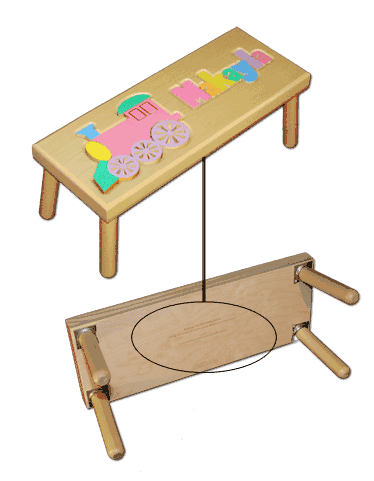 train and name puzzle stool