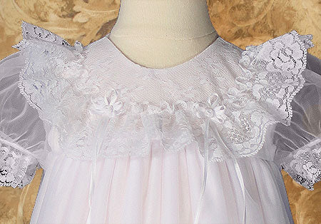 tricot christening gown with ruffles & lace