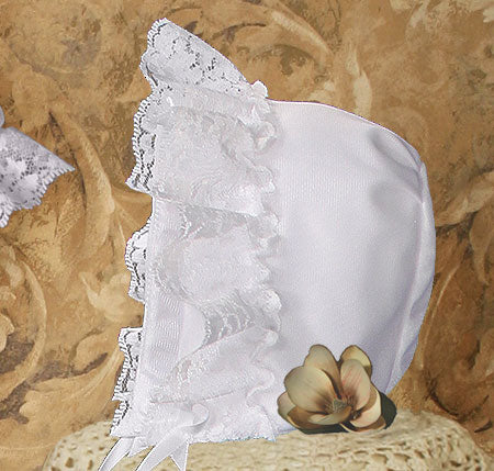 tricot christening gown with ruffles & lace