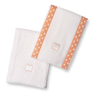 ultimate swaddling blanket by swaddle designs - white with orange dots