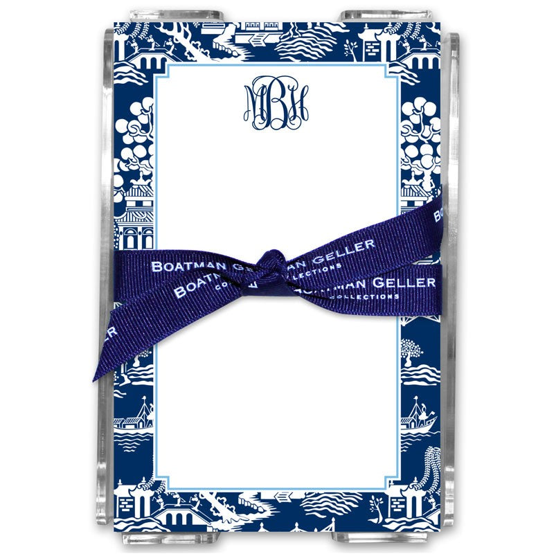 boatman geller chinoiserie navy acrylic note sheets