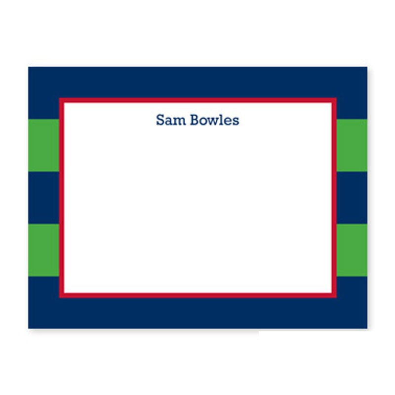 boatman geller rugby navy & kelly small flat notecard