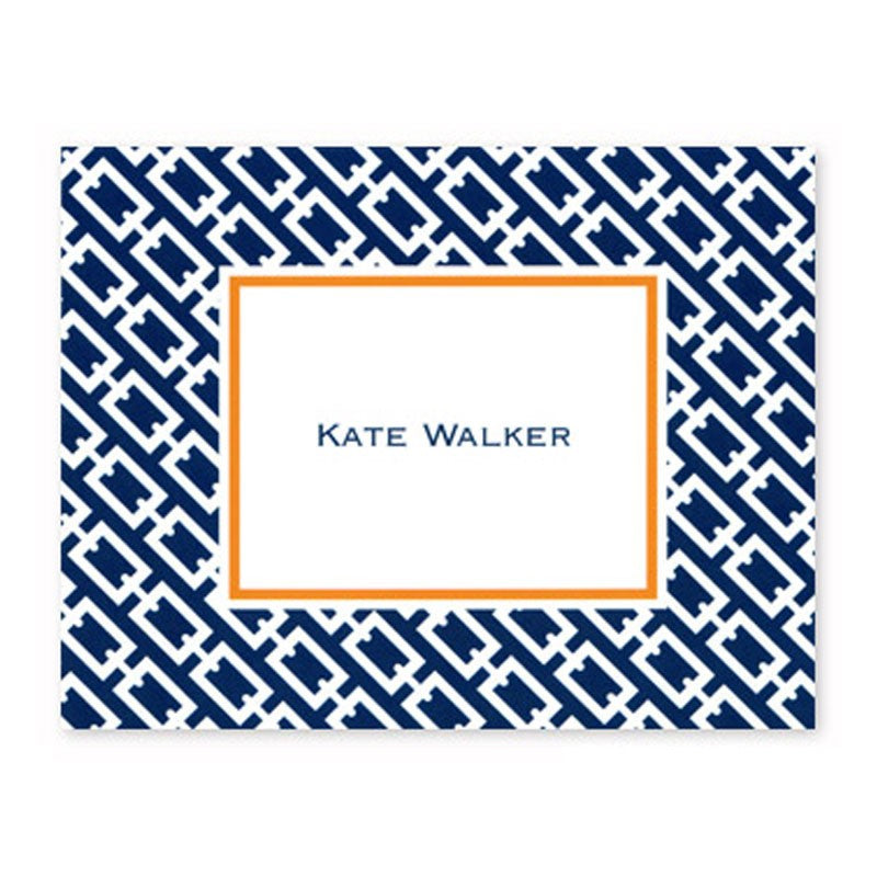 boatman geller chain link navy foldover note cards