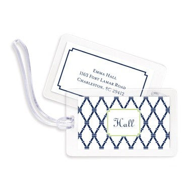 boatman geller bamboo navy & green bag tags