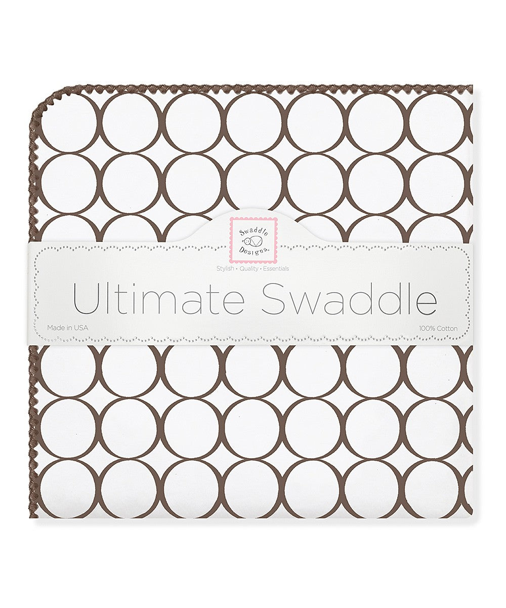 ultimate swaddling blanket by swaddle designs - brown mod on white
