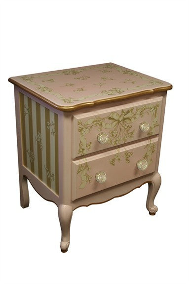 petite amie nightstand with hand-painted details