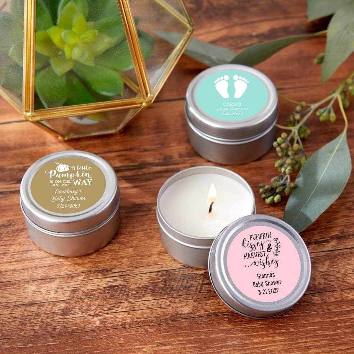 Personalized Travel Candle Tin - Baby Shower (set 0f 36)