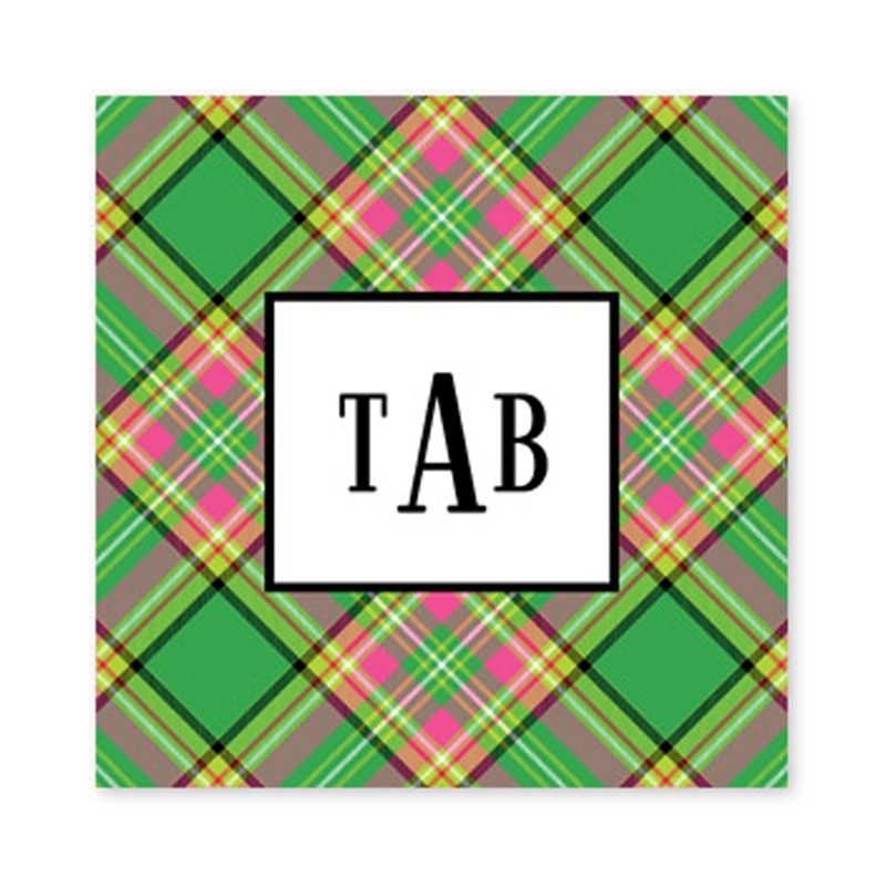 preppy plaid square paper coaster set of 50