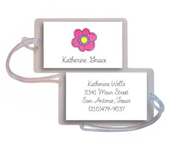 personalized luggage tags  pink daisy tag