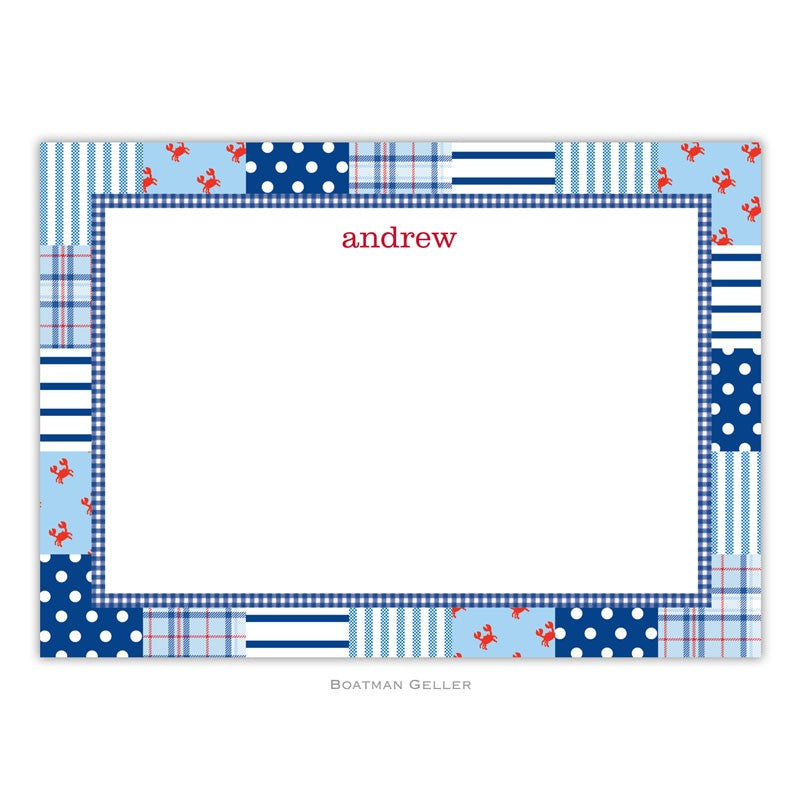 boatman geller patchwork blue large flat notecard