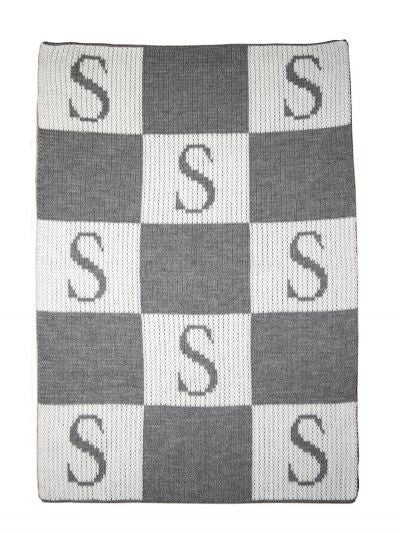 personalized blanket with colorblock initials