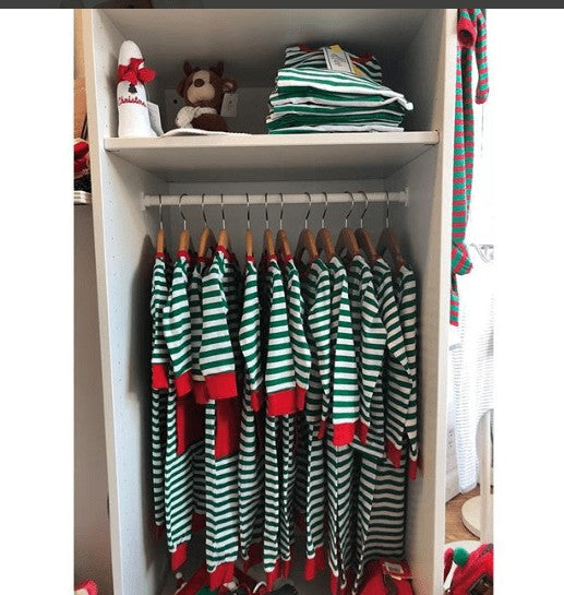 christmas pajamas - candy cane green stripe