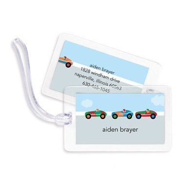 boatman geller race cars bag tags