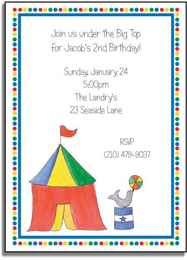 personalized invitations  big top