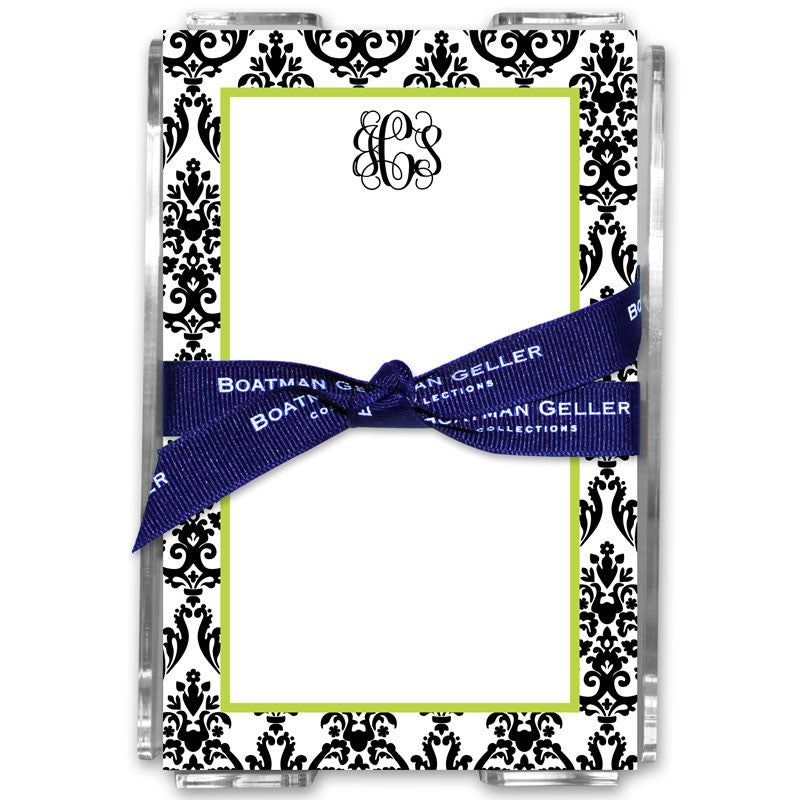 boatman geller madison damask white with black acrylic note sheets