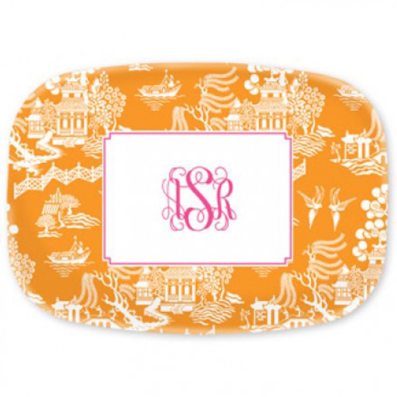 boatman geller chinoiserie tangerine platter