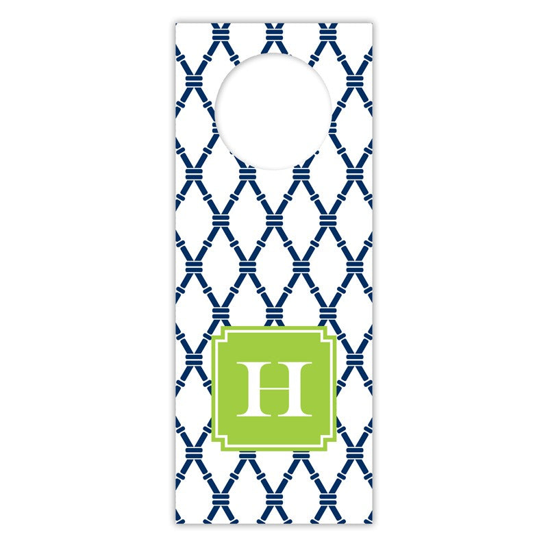 boatman geller bamboo navy & green wine tags