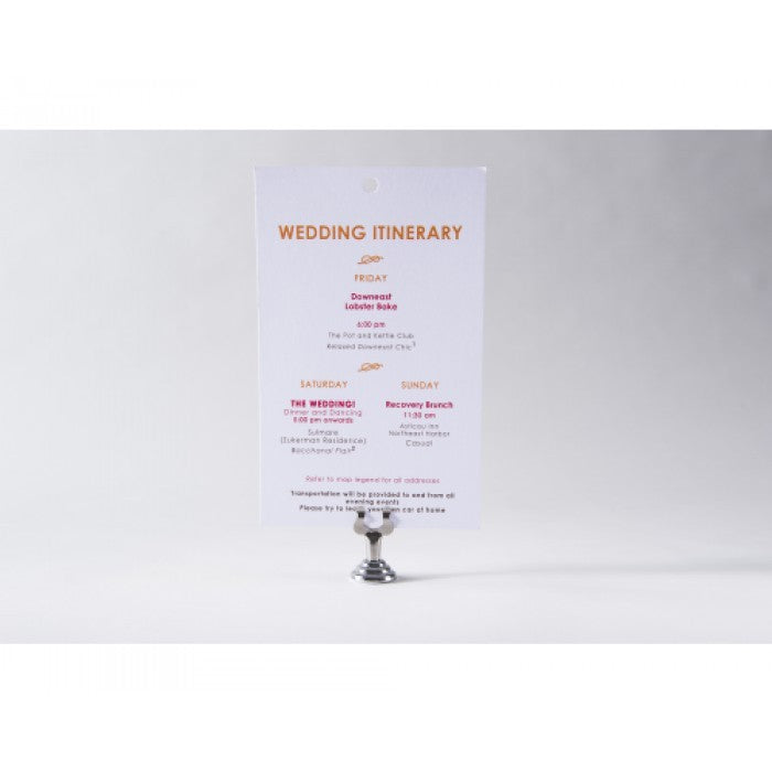 laura & rob wedding itinerary card