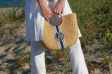 half moon monogrammed large basket bag