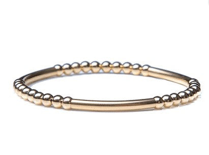 14k gold multi bars of gold beaded bracelet - 4mm