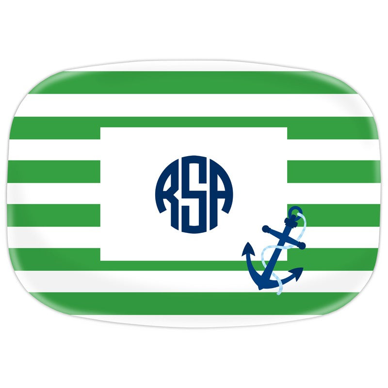 boatman geller stripe anchor platter