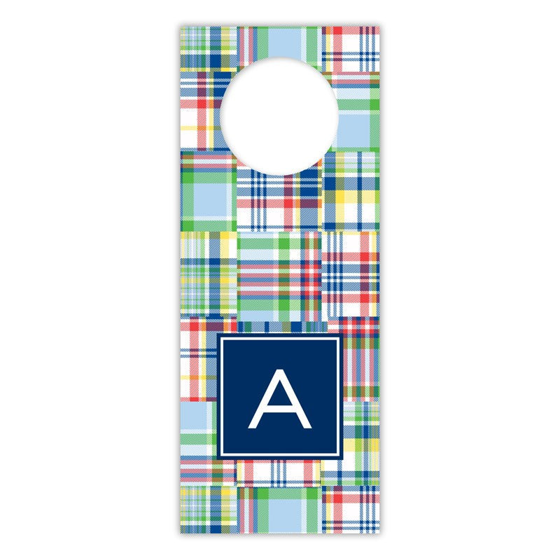boatman geller madras patch blue wine tags