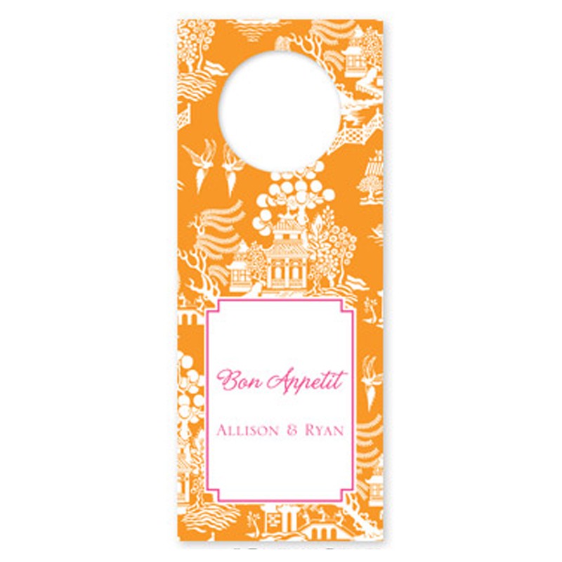boatman geller chinoiserie tangerine wine tags