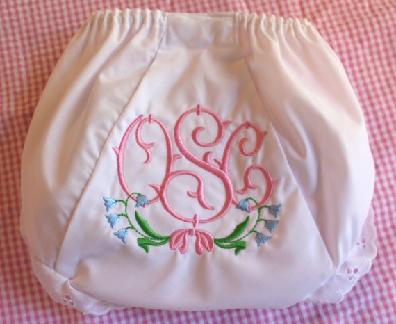 personalized diaper cover with bluebell flowers