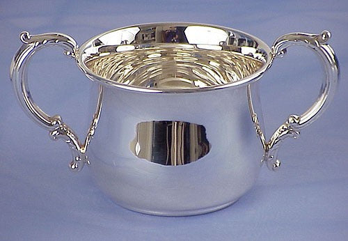 personalized sterling silver baby cup - double handle
