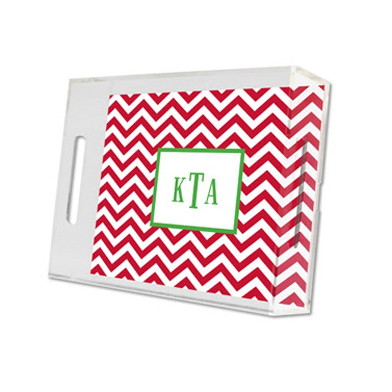 chevron red lucite tray - small