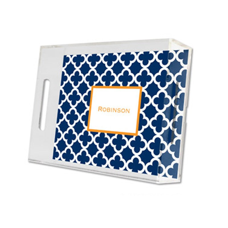 bristol tile navy lucite tray - small