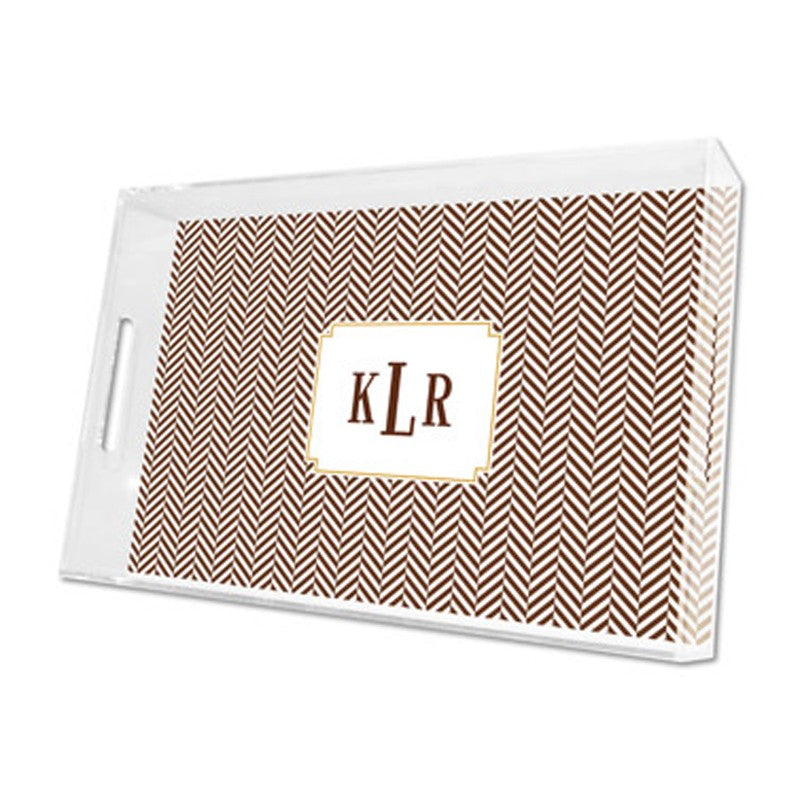 herringbone chocolate lucite tray - large
