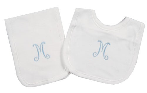 monogrammed bib burp set