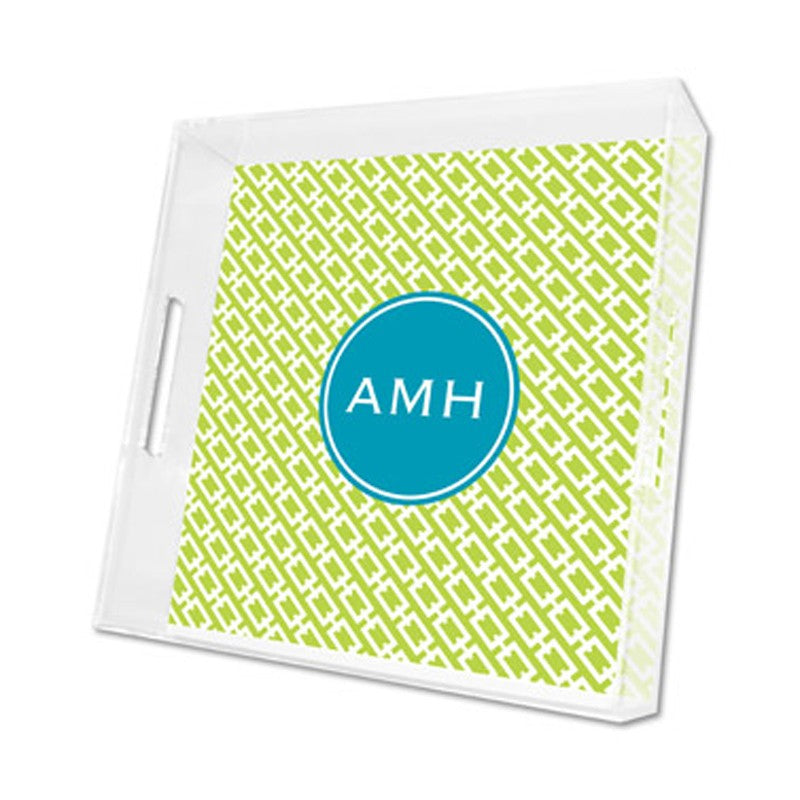 chain link lime lucite tray - square