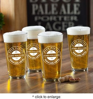 new personalized pub glass set brew master