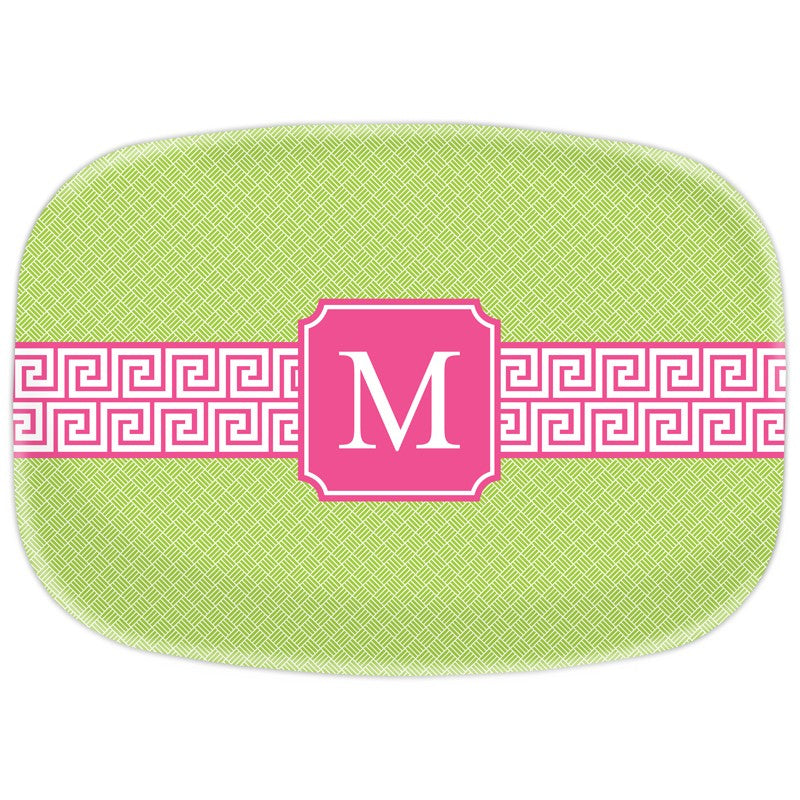 boatman geller greek key band pink platter