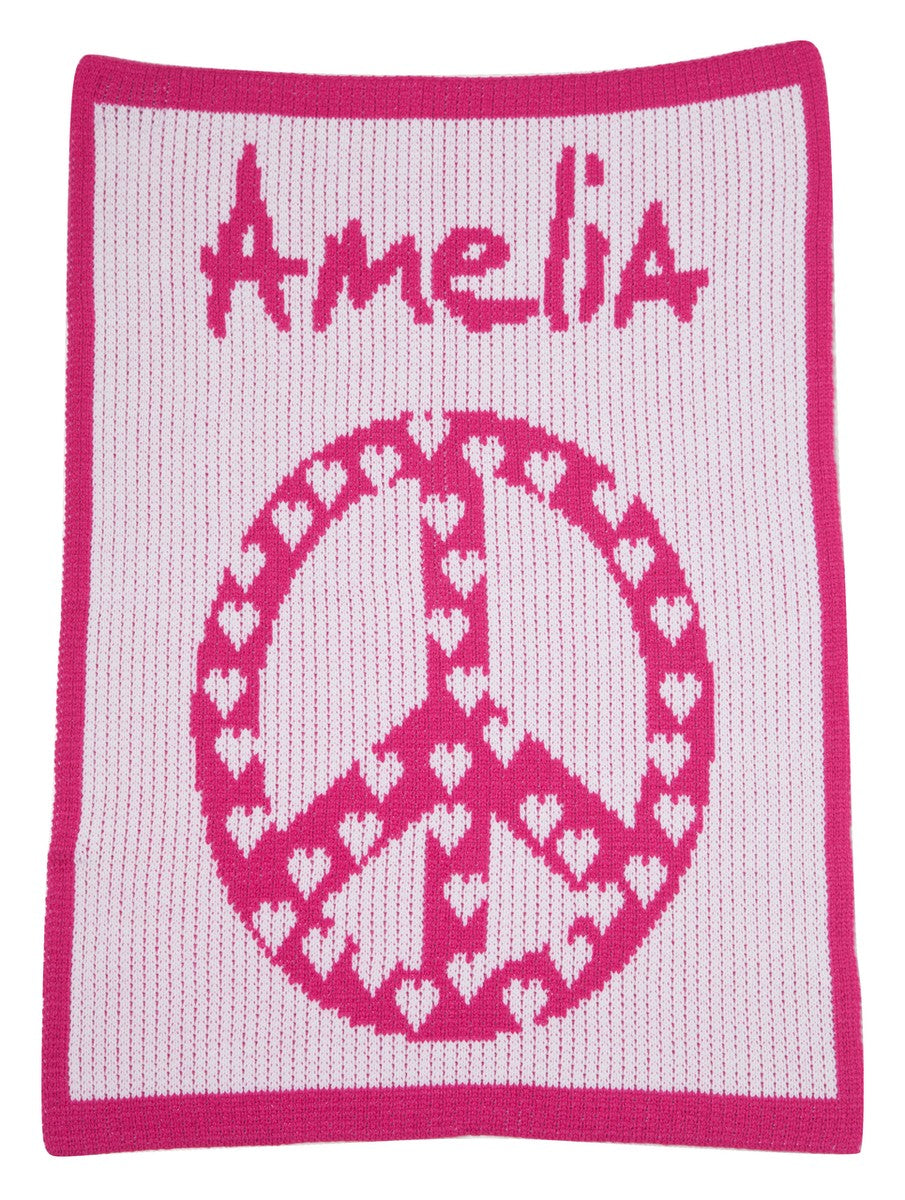 peace and hearts stroller blanket