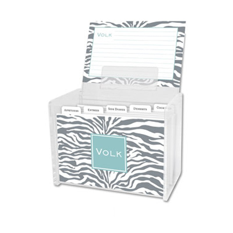 boatman geller zebra gray recipe box