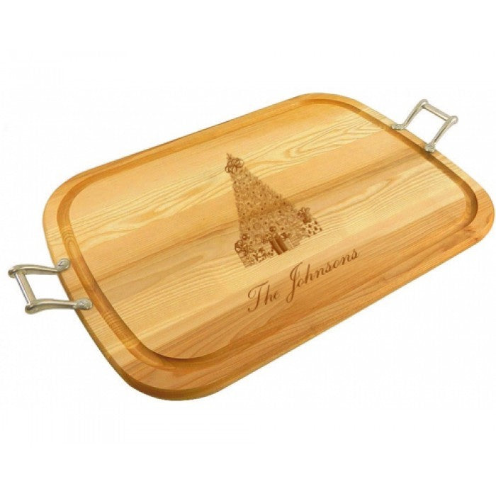 large wooden christmas tree tray