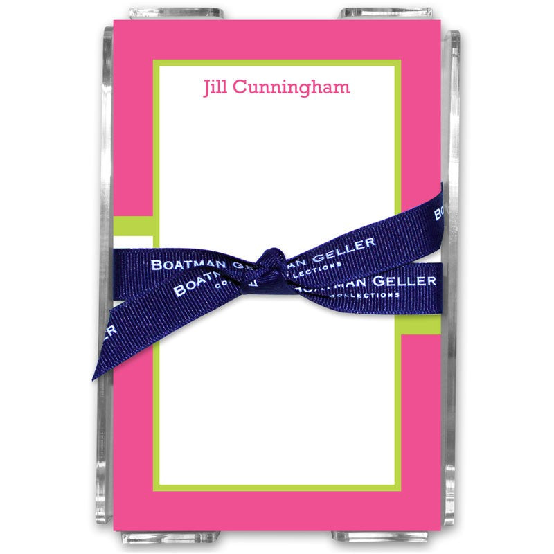 boatman geller stripe raspberry & lime acrylic note sheets