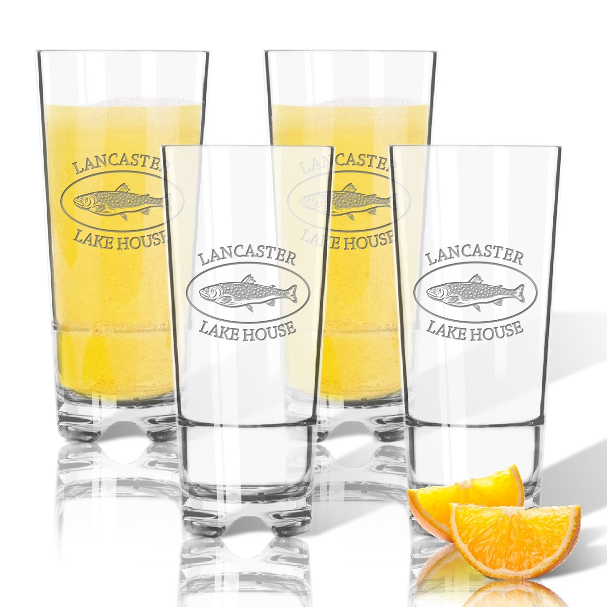Personalized High Ball Glasses 16 OZ (SET OF 4) (Prime Design) (unbreakable)