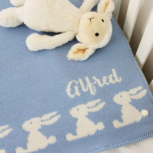 personalized baby boy bunny blanket