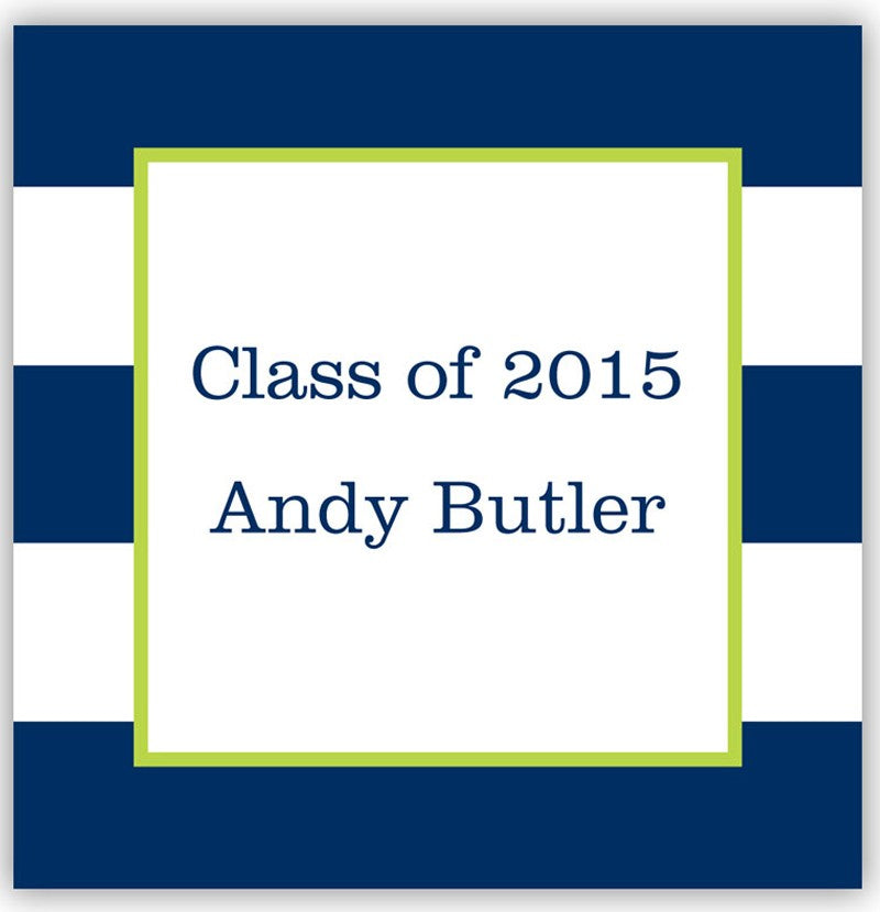 boatman geller awning stripe navy square sticker
