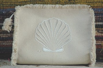 scallop clutch or makeup bag by queen bea studio