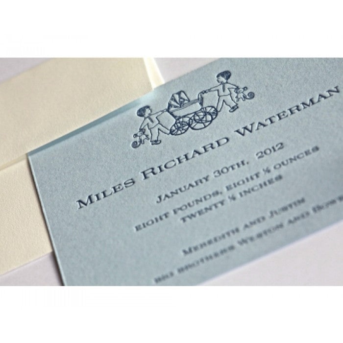 letterpress carriage baby announcement - miles