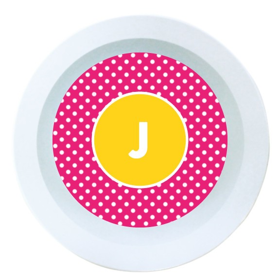 Fuchsia Dot Melamine Round Bowl