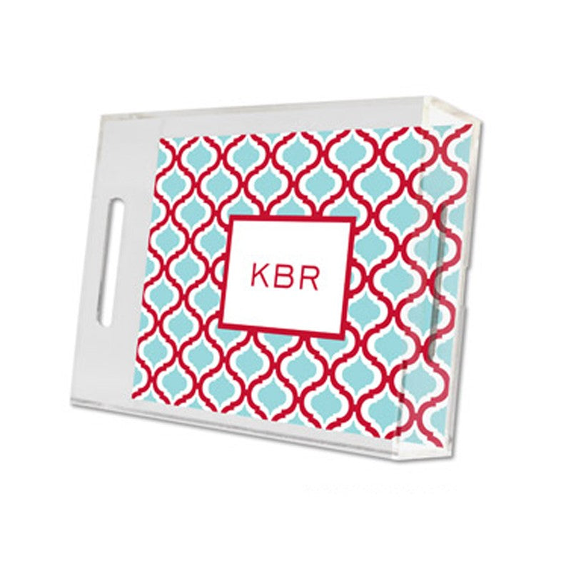kate red & teal lucite tray - small